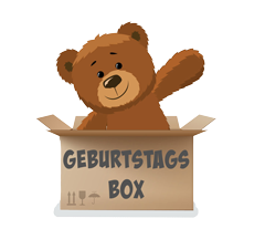 geburtstagsbox_teddy Teddy bear in Geburtstagsbox