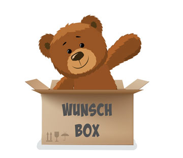 Wunschbox mit winkenden Teddybear